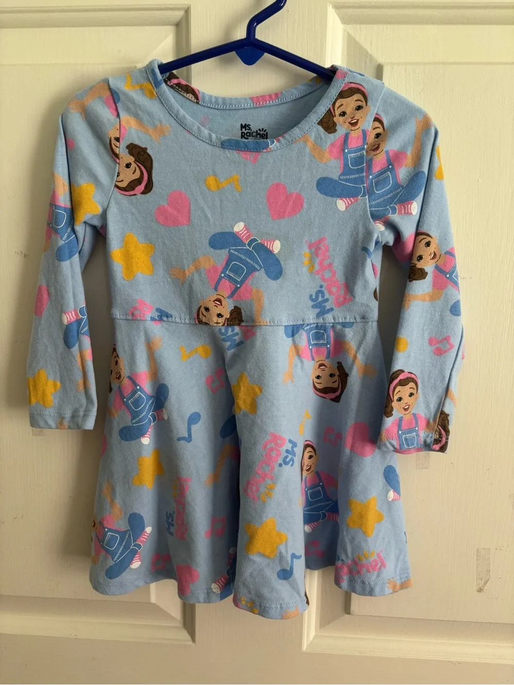 Ms. Rachel Light Blue Pink Brown Yellow Kids Dress